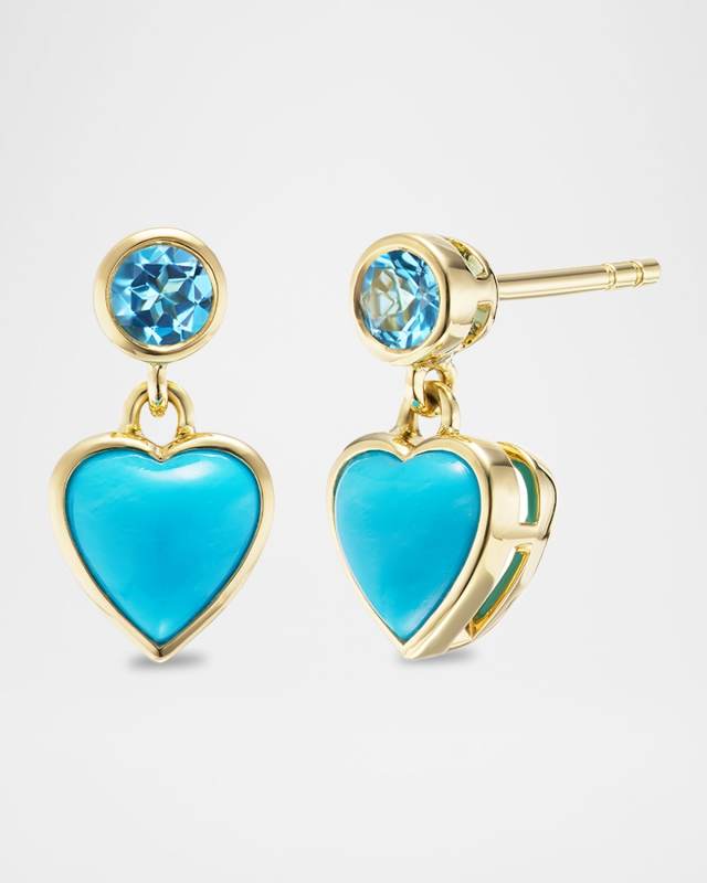 18K Blue Heart Earrings